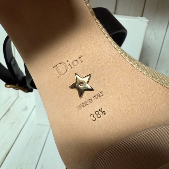 Christian Dior Calfskin Raffia Embroidered Dway Platform Sandals Sz 38.5 / 8.5 - Picture 15 of 16